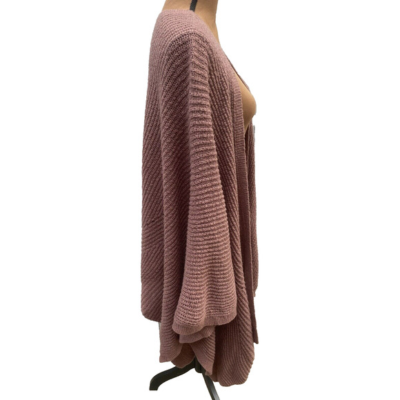 Torrid Ribbed Knit Shawl/Poncho/Wrap In Rose/Mauve Color One Size - Picture 5 of 11